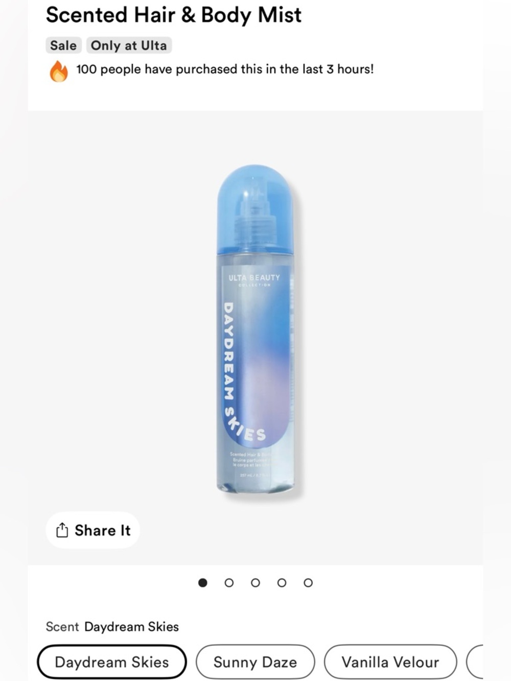 Ulta Beauty Daydream Skies Scented Hair & Body Mist - Light Blue